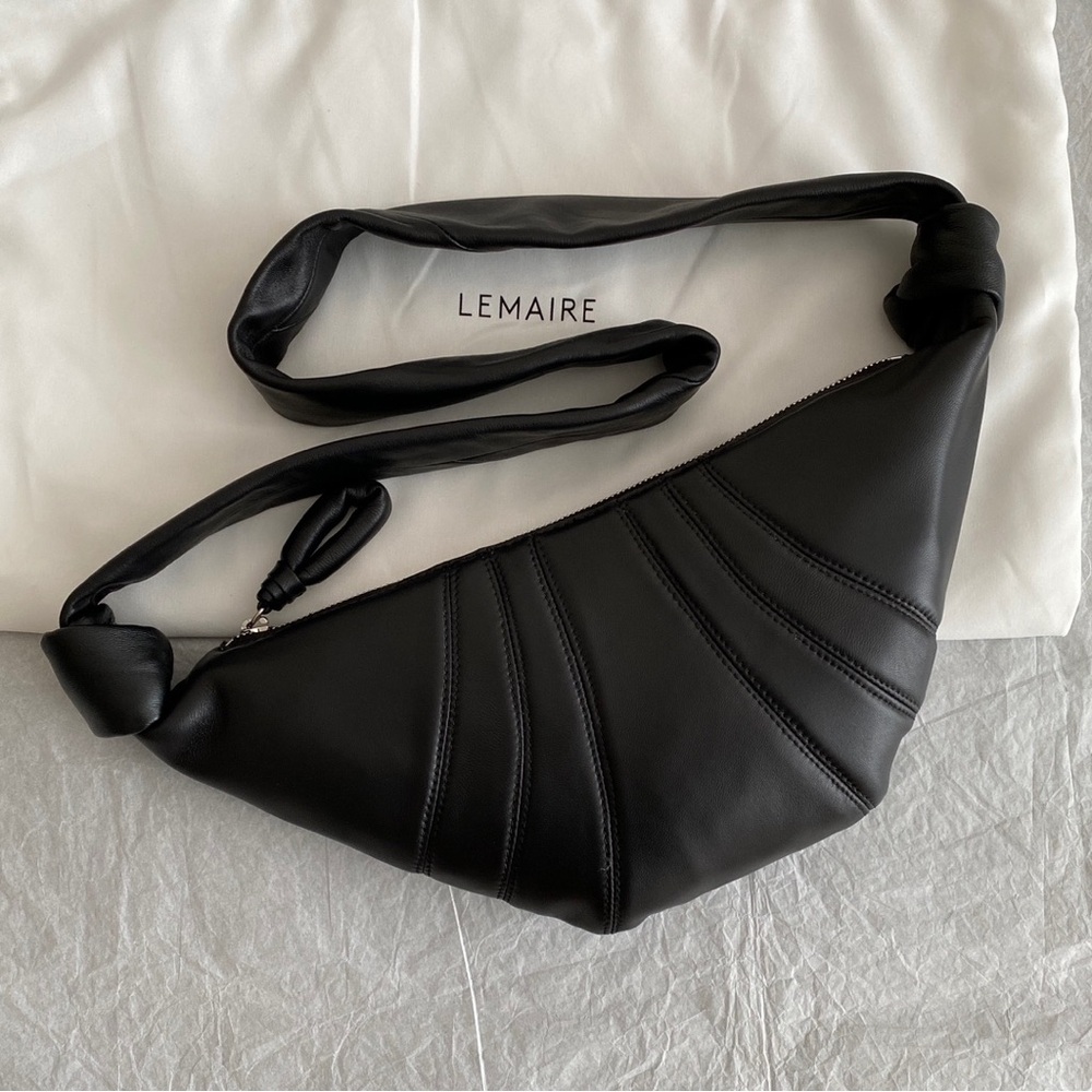 Lemaire Black Sculpted Crossbody with Twisted Strap